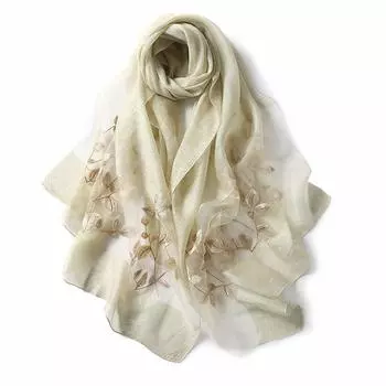 ANMIDA Silk Stole with Floral Large Perfect for or Elegant and Stylish for Women Embroidery, Size, Spring/Summer, Wrapping, Shawl, Scarf,