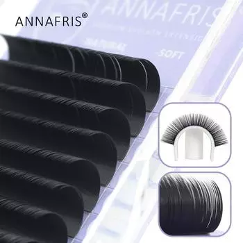 ANNAFRIS 0,15 мм 16 рядов/коробка ресницы премиум натуральный синтетический норковый индивидуальный наращивание ресниц макияж maquiagem cilios 0.15mm C 8mm чёрный