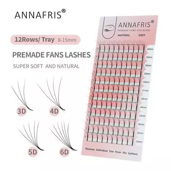 ANNAFRIS 4D готовые веерные накладные ресницы с длинными стеблями, русские готовые объемные норковые ресницы 4D 0.07mm C 8mm