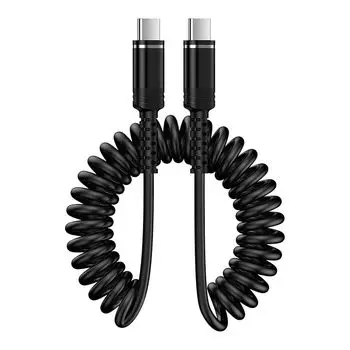 Anniber usb c кабель катушки типа c кабель телескопический (от 0,3 млн до 1,2 млн) Кабель USB-C/Type-C - USB-C спирального типа PD60W Rapid для автомобильного кабеля для зарядки iPhone15