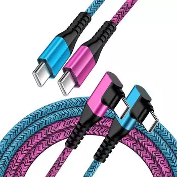 ANNIBER usb-c кабель подлинный L-образный/1,8 м/2 шт. Type-c L-тип Предотвращение отключения PD30W/3A быстрая зарядка нейлоновый вязаный iPhone 16 Type C