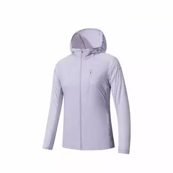 Anta Champion Outdoor Series Однотонная куртка с капюшоном на молнии, удобная, дышащая, женская куртка, серо-туманно-пурпурная, 162520612-1 M