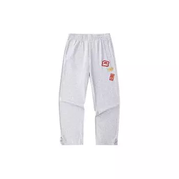 Anta Dragon Year Series Good Things Happen вышитые свободные повседневные прямые трикотажные спортивные брюки женские брюки серые 162418327-1 L