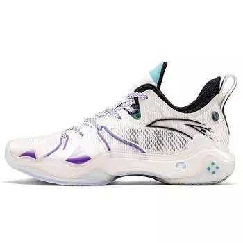 Anta Кроссовки Baseball Emperor X Crazy Tide 4 Pro с нескользящей износостойкой амортизацией и низким верхом для баскетбола, мужские кроссовки белого и фиолетового цвета 112241111-6 40