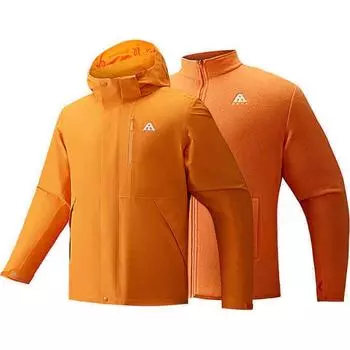 Anta Куртка Outdoor Series Three-In-One с капюшоном, молнией, съемной флисовой подкладкой, водонепроницаемая, ветрозащитная, дышащая, прочная, теплая, мужская куртка 952446602-6 L