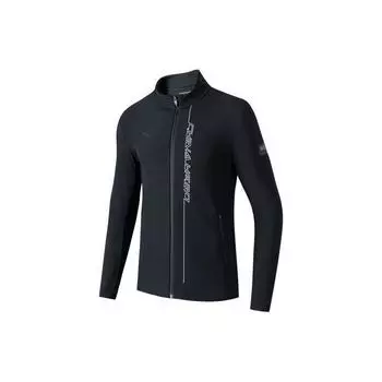 Anta Letter Logo Print Спортивная вязаная куртка с воротником-стойкой Мужские куртки Черные 152317701-3 XL