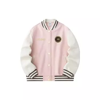 Anta Life Series Letter Splicing однобортная теплая бейсбольная куртка с длинным рукавом женские куртки бежево-розовые 162418762-2 2XL
