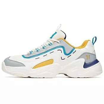 Anta Кроссовки для папы серии Lifestyle Casual, мужские, белые, синие, желтые 91938862-8 44.5