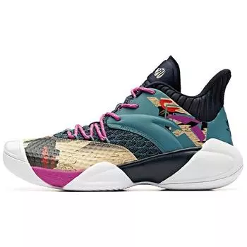 Anta Модные удобные амортизирующие нескользящие износостойкие баскетбольные кроссовки средней высоты мужские кроссовки желто-зеленые фиолетовые 11931605-12 42