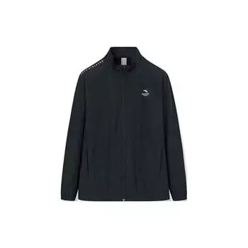 Anta Outdoor Series, однотонная быстросохнущая повседневная куртка с логотипом и воротником-стойкой, мужские куртки черного цвета 152317606-2 XXL