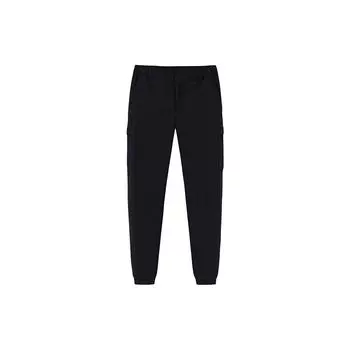 Anta Outdoor Series однотонные флисовые спортивные брюки средней талии с манжетами из мягкой ткани, женские брюки, базовые, черные 162346501-2 S