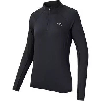 Anta Running Series однотонный пуловер с длинным рукавом футболка женская топы черный 962435401-4 M