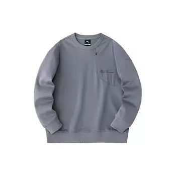 Anta Серия Outdoor Series однотонная, легкая в уходе, трикотажная кофта с круглым вырезом, мужская толстовка карандаш-серый 152416703-2 L