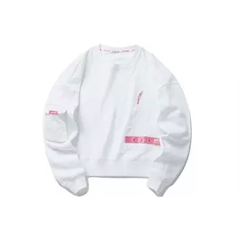 Anta Спортивная толстовка Lifestyle Series с круглым вырезом и карманом спереди, женская толстовка Snow-White 162218724-1 L