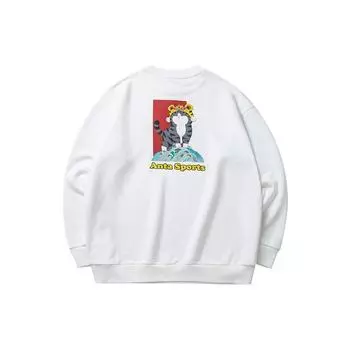 Anta Свободный свитшот с круглым вырезом X Emperor с мультяшной вышивкой, женские топы белого цвета 162218716-2 XL