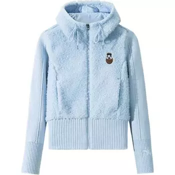 Anta X Inner Child Collaboration Life Series Удобная повседневная теплая флисовая куртка на молнии с капюшоном Женские куртки Светло-голубой 962448712-2 XS