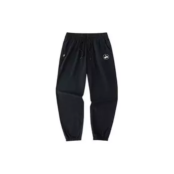 Anta X Kirsh Collaboration Lifestyle Series, однотонные универсальные трикотажные спортивные брюки средней посадки с манжетами, женские плавки, черные 162428313-1 S
