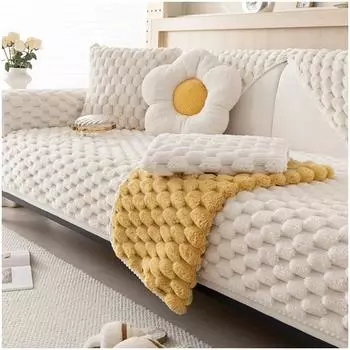 Anti Cat Scratch Sofa Cover Thicken Plush Sofa Towel Winter Plush Couch Cover Universal Sofa Blanket for Living Room Decor A 70x70