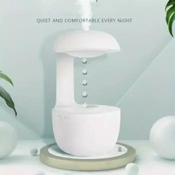 Anti-Gravity Water Droplet Humidifier Creative Air Humidifier LED Display Shutdown Protection Light Mode for Home Bedroom белый