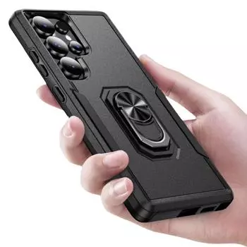 Anti-Knock Kickstand Back Cover for Samsung Galaxy S25 Ultra S24 Plus FE 5G Phone Case for Samsung S25 for Galaxy S25 чёрный