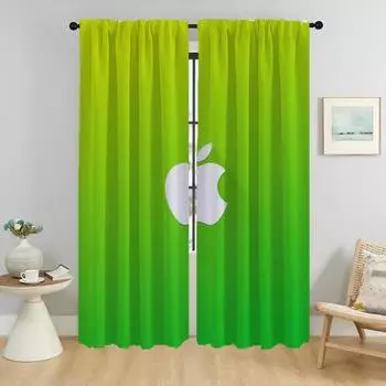 Anti-mosquito Curtains for Camera A-Apple Window Curtain for Room 2 Panel Partition Halloween Decoration Home Interior Curtains W50xH70cmx2pcs-CL