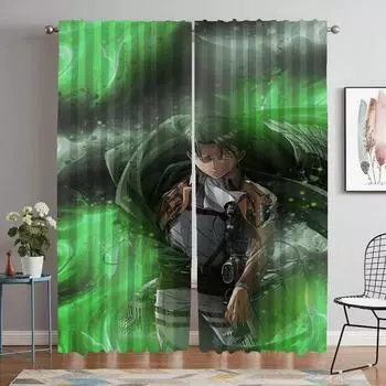 Anti-mosquito Curtains for Camera Attack on Titan Living Room Curtain Tulle for Bedroom Home Interior Curtains 2 Pieces Shades W50xH70cmx2pcs-CL