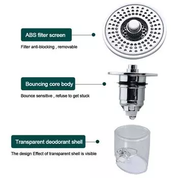 Anti-Odor Basin Drain Stopper Useful Insect-Proof Universal Sink Strainer Bathtub Filter Plug Bathroom Kitchen