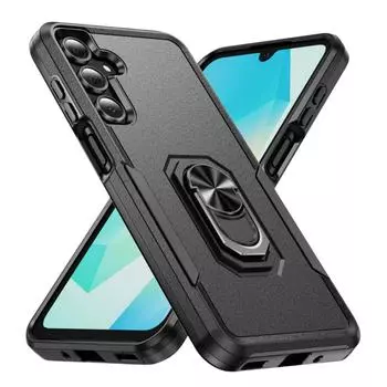 Anti-shock Luxury Stand Case for Samsung Galaxy Plus S24 Ultra FE 5G Hard Protective Bag for Galaxy S24 FE чёрный