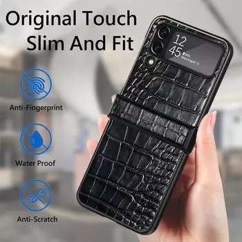 Anti-Sweat Crocodile Leather Folding Case for Samsung Galaxy Z Flip4 5G Flip 4 Flip3 Flip 3 Zflip4 Fall Protection Cover for Samsung Z Flip 4