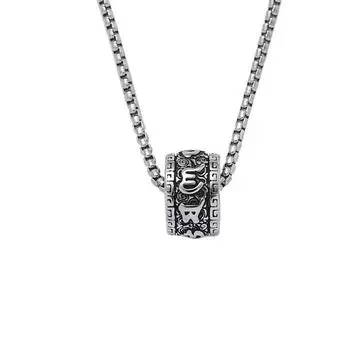 Anti-Thai Silver Transfer Bead Pendant, Six-Character Mantra Necklace, Retro Jewelry For Couples, Gifts For Girls For Men