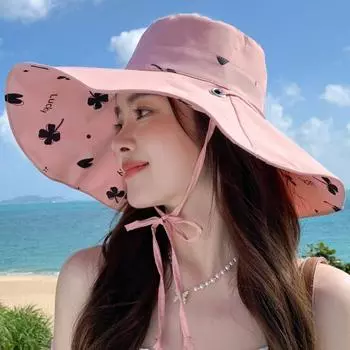 Anti-UV Wide Brim Sun Hat Double Sided Sun Protection Cap Fashion Sunshade Fisherman Hat Outdoor розовый