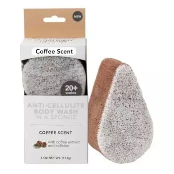 Антицеллюлитный гель для душа Spongible, 20+ губок, 1 банка свежего алоэ, кофе