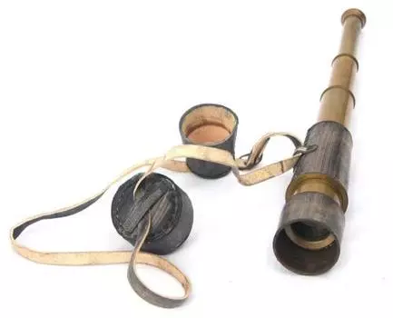 Антикварная винтажная кожаная крышка объектива телескопа Spyglass коллекционная серая ХЭЛЛОУИН