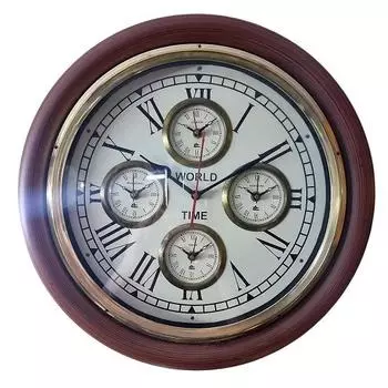 Антикварные настенные часы из морского дерева, 5 часов, мировое время для домашнего офиса, декор, подарок, 40,64 см