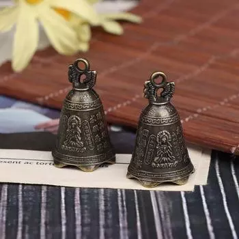 Антикварный колокольчик, китайская мини-скульптура, колокольчик Будды Гуаньинь, колокол Шуй Фэн, колокольчик для молитвы