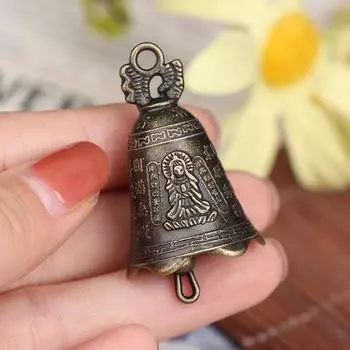 Антикварный колокольчик, китайская мини-скульптура, колокольчик Будды Гуаньинь, колокол Шуй Фэн, колокольчик для молитвы