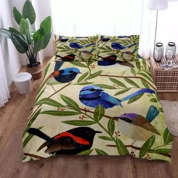 Антикварный комплект постельного белья с изображением попугаев King Queen Double Full Twin Single Size 150x200