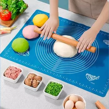 Антипригарный силиконовый утолщающий коврик для раскатки теста, подкладка для теста, формы для выпечки торта, паста, мука, стол, лист 30*40cm синий