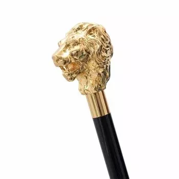 Antique Victorian Golden Lion Head Handle Wooden Walking Stick Cane Gift for Men s & Women s