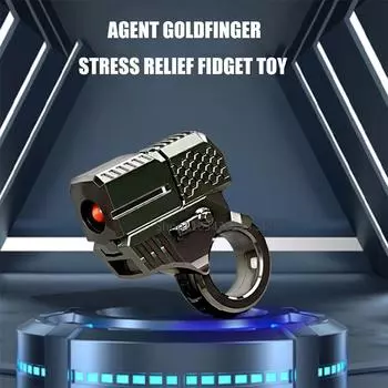 Антистрессовый Fidget Paragraph Ring EDC Metal Push Slider Игрушка для снятия стресса при СДВГ Сенсорные игрушки для аутистов Подарочная коробка Агент Голдфингер