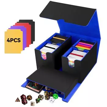 AOBOPLE Storage Deck Upgraded 5in1 Separation PU Leather Trading Card Case 4 Small Card Boxes и Big Empty Dice 4 Color Compatible with Baseball