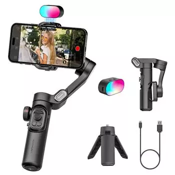 AOCHUAN Gimbal Stabilizer для смартфона с RGB-подсветкой Профессиональный ручной Gimbal Stabilizer для телефона 15 14 13 12 Pro Max Android Galaxy S24