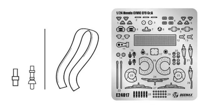 AOSHIMA 124 Detail Up Parts for BEEMAX No. 19 Detail Up Parts for Honda Civic EF9 Gr.A Specification Parts for Plastic Models
