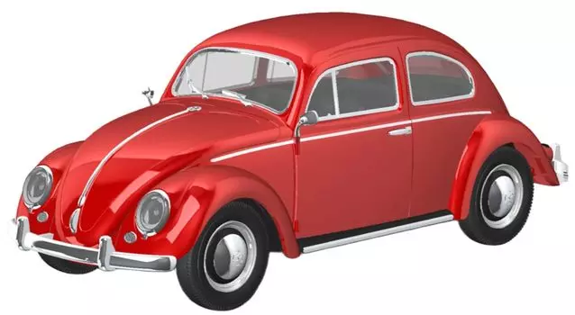 Aoshima Bunka Kyozai Scale Rakupla Snap Kit Volkswagen Beetle Ruby Red Plastic Model Kit 1/32 No. 20-RR Pre-Colored (Automobile)