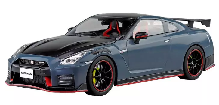 Aoshima Bunka Kyozaisha 124 Rakupla Snap Car Series No.02-NG R35 NISSAN GT-R NISMO Special edition 2022 NISMO Stealth Gray Color-coded Plastic Model