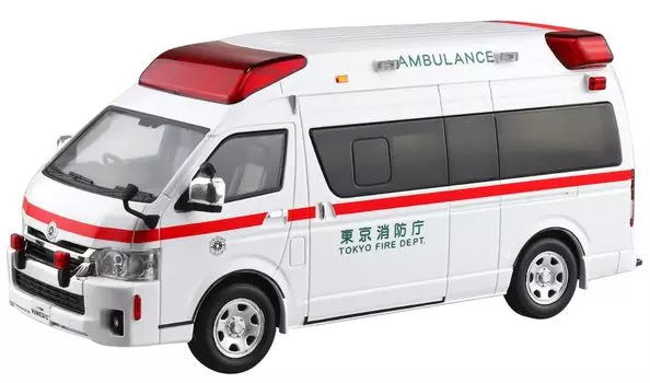 Aoshima Bunka Kyozaisha Rakupla Snap Kit Toyota Himedic Ambulance Пластиковая модель 1/32 No.02-HM с цветовой кодировкой
