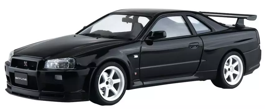 AOSHIMA The Model Car Series SP08 Nissan BNR34 Skyline Custom Wheel Plastic Model 1/24 GT-R V-SPEC 02