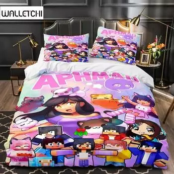 APHMAU Комплект постельного белья Single Twin Full Queen King Size Kawaii Aphmau Комплект постельного белья Aldult Kid Bedroom Duvetcover Sets 3D Print Anime Bed 70x133cm 2pcs