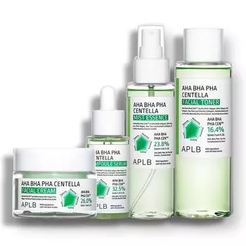 APLB AHA BHA PHA Набор центеллы: Крем для лица + ампульная сыворотка + эссенция-мист + тоник для лица в сочетании с комплексом Centella 3X