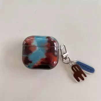 Applicable to Apple 2 Generation Bluetooth Earbuds Case Airpods3 Generation New Arrival Niche Style Lanyard Airpodspro2 Drop-Resistant Protection AirPods pro Amber Brown blue + pendant